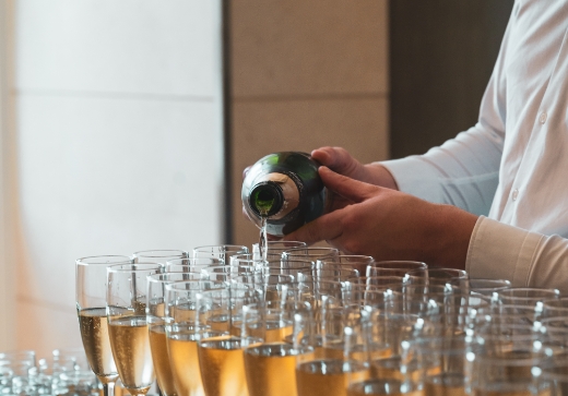 Corporate event rental setup in NYC with bar service